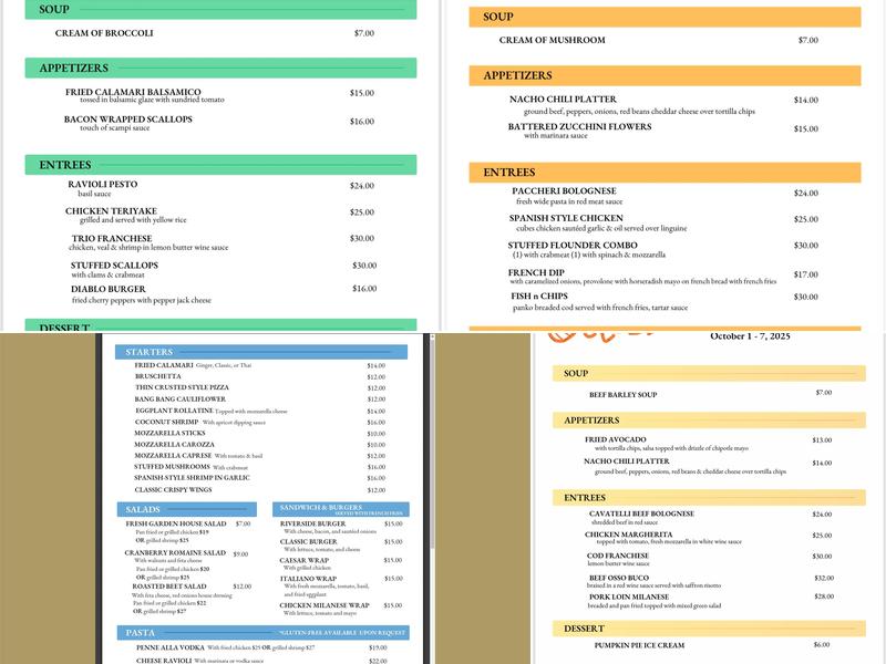 Michael's Riverside Menu