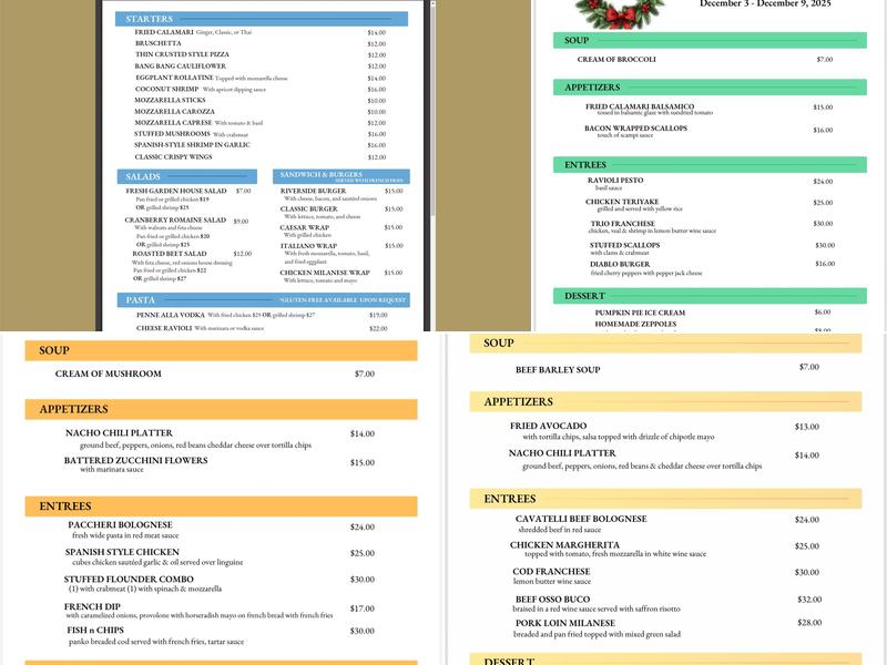 Michael's Riverside Menu
