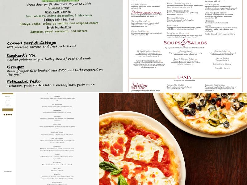 Villa Positano Menu