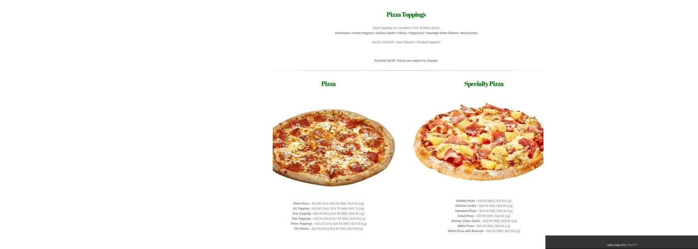 K & D Pizza & Deli Menu