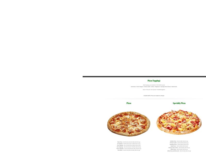 K & D Pizza & Deli Menu