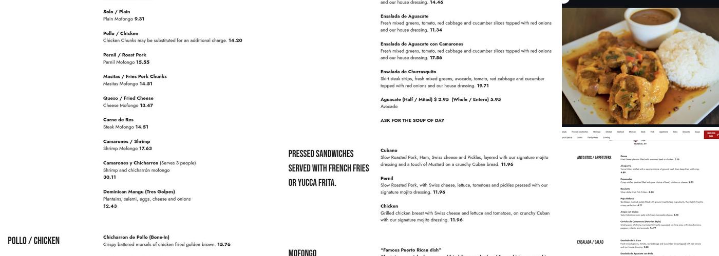 Taínos Kitchen Menu