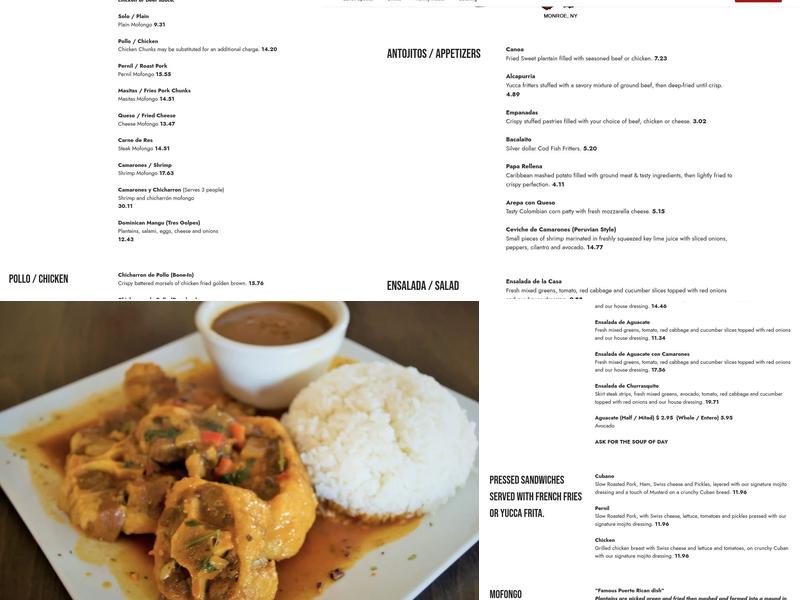 Taínos Kitchen Menu
