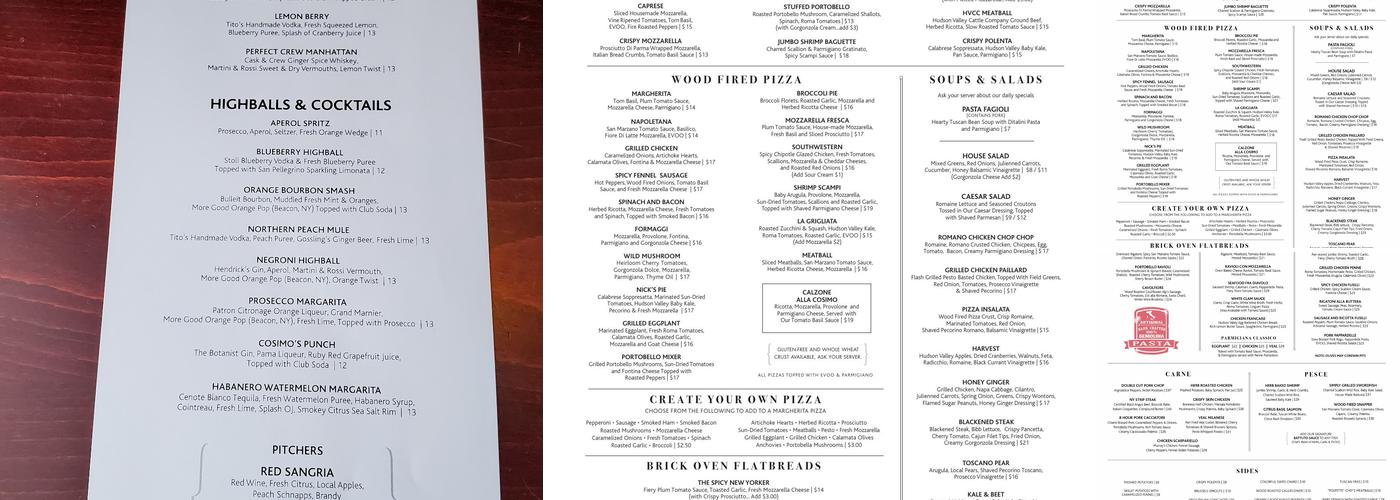 Cosimo's Menu