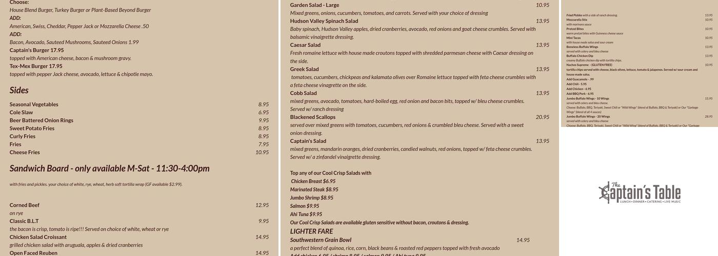 Captain's Table Menu