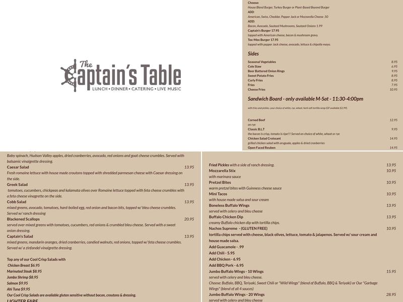 Captain's Table Menu