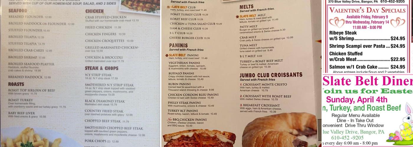 Slate belt diner Menu