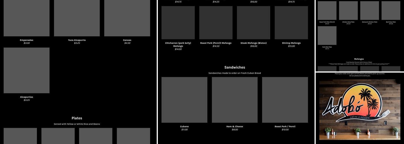 Adobo Latin Kitchen Menu
