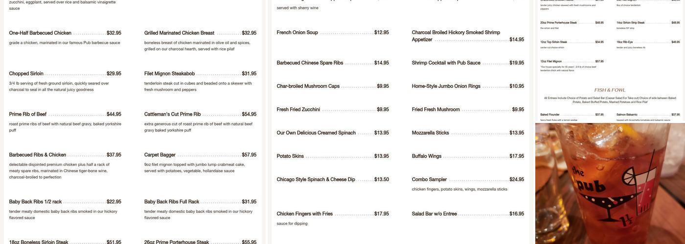The Pub Menu