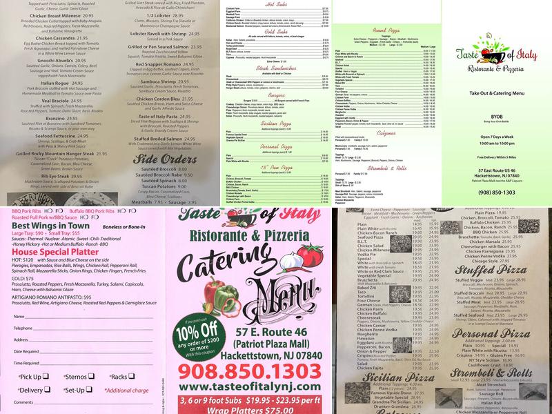 Taste of Italy Ristorante & Pizzeria Menu