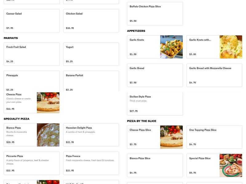 Famous Famiglia Pizzeria Menu