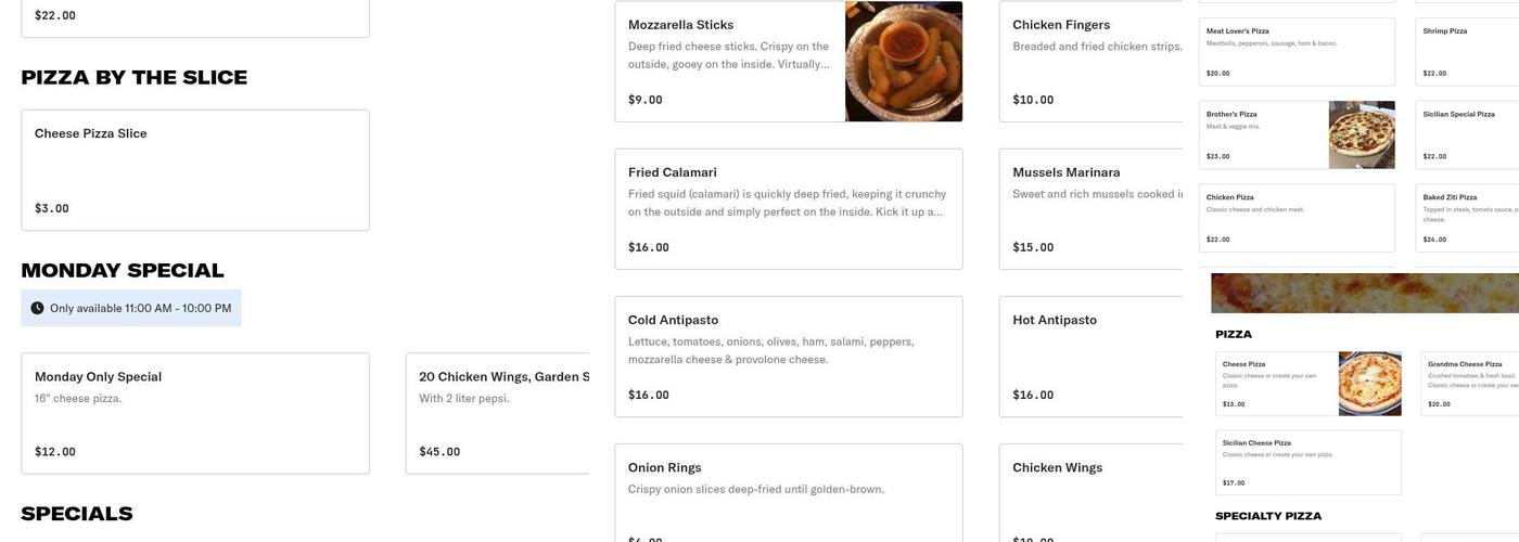 Brother's Pizzeria & Restaurant Menu