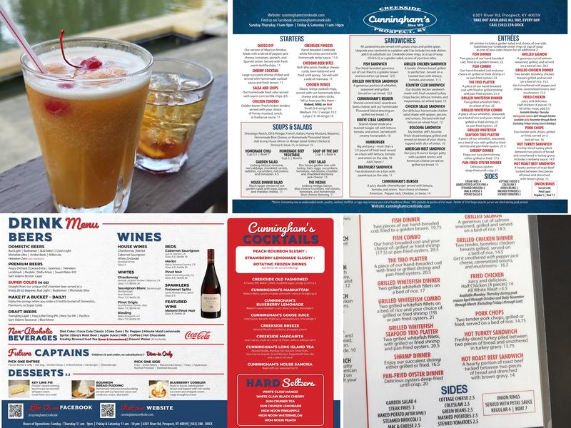 Cunningham's Creekside Menu