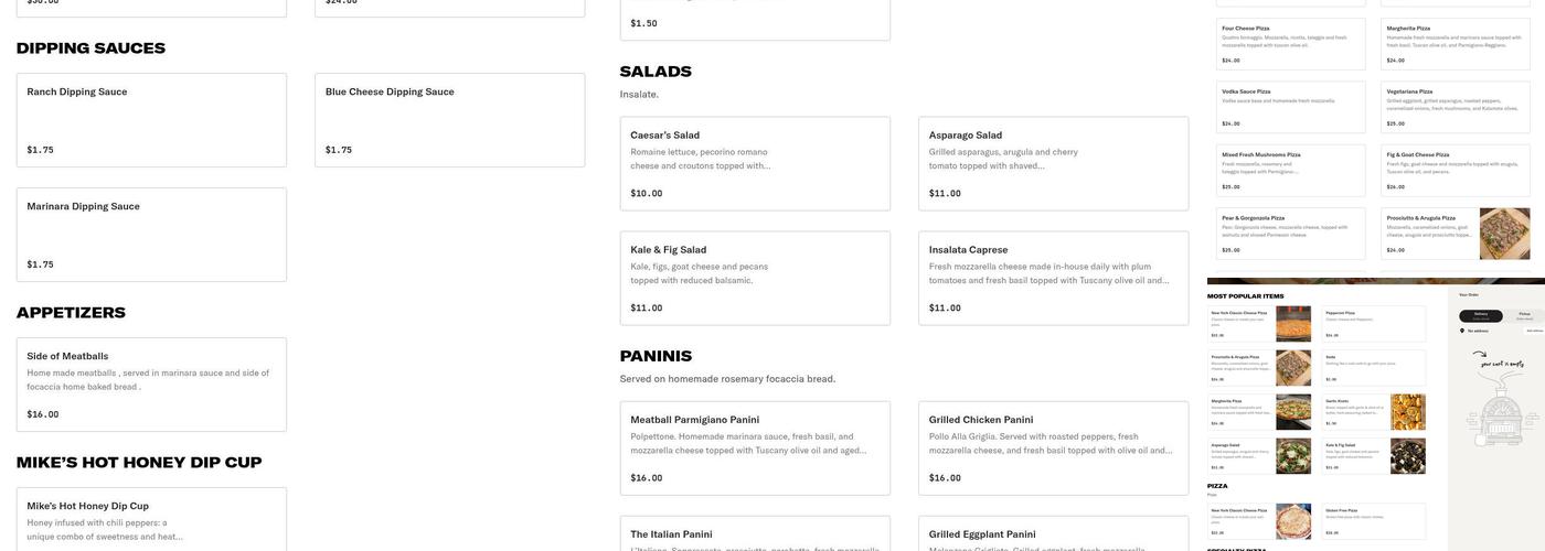 Fresco's Pizzeria Menu