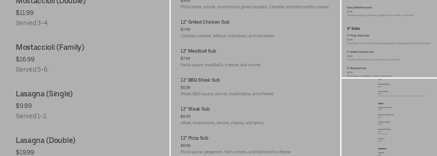 King's Pizza of Harlem Menu