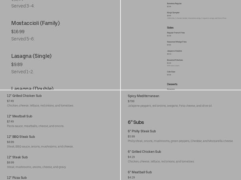 King's Pizza of Harlem Menu