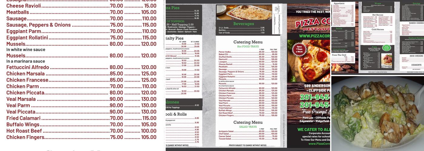 Pizza Corner Menu