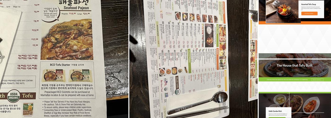 BCD Tofu House Menu