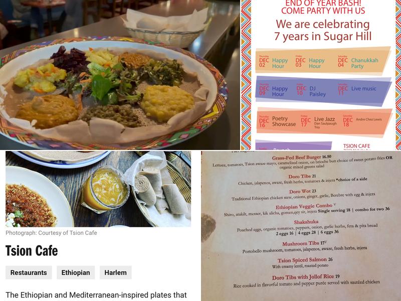 Tsion Cafe Menu