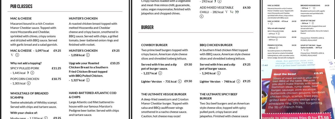 One Man & His Dog Menu