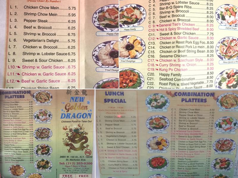 New Golden Dragon Menu