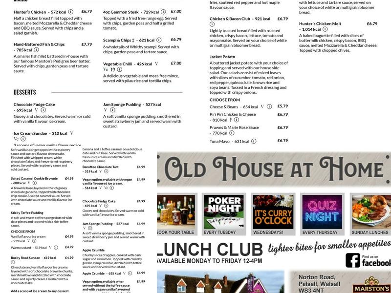 Old House at Home Menu