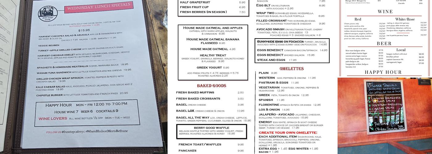 Bus Stop Cafe Menu