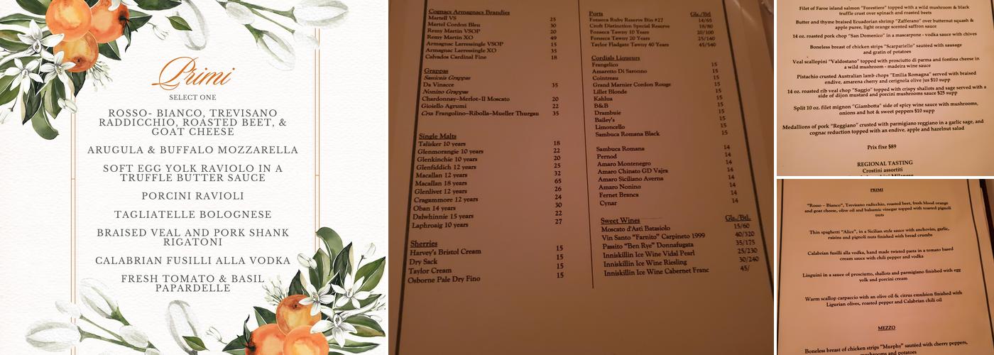 Scalini Fedeli Menu