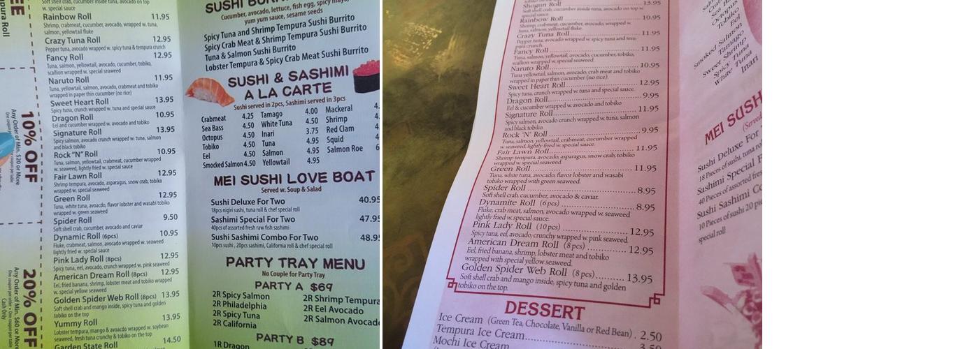 Mei Sushi Japanese Restaurant Menu