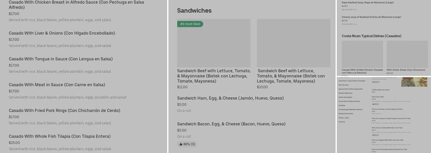 Las Tejas Menu