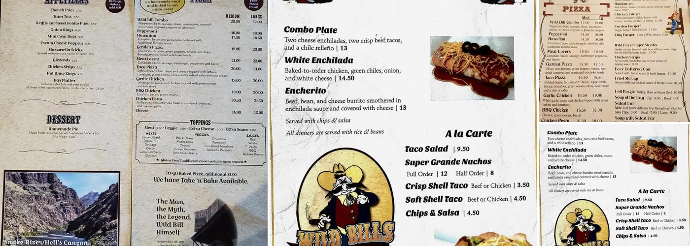 Wild Bills & Co Menu