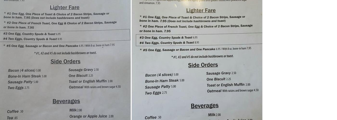 Kates Cattlemen's Restaurant Menu