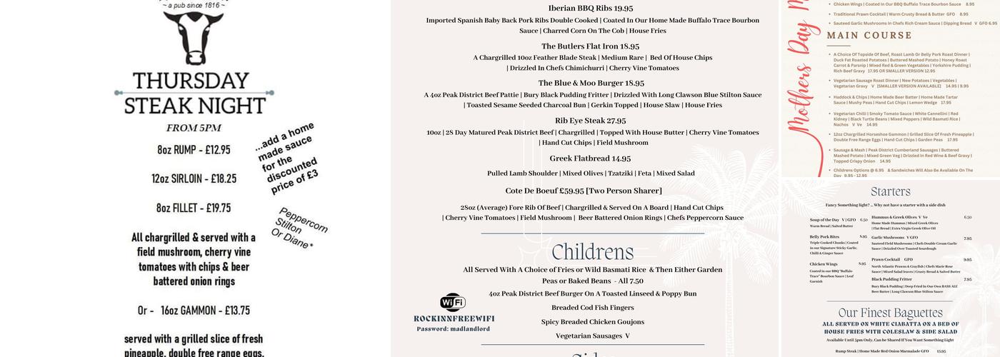 Ye Olde Rock Inn Menu