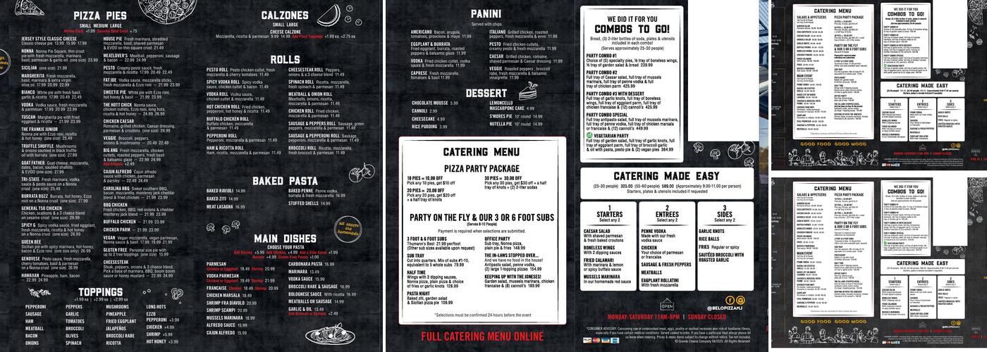 Belo Pizzeria Menu