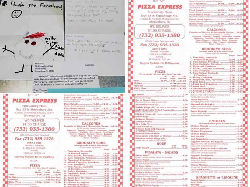 Federico's Pizza Express Shrewsbury Menu