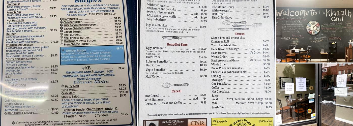The Klamath Grill Menu