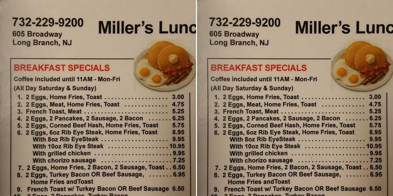 Miller's Luncheonette Menu