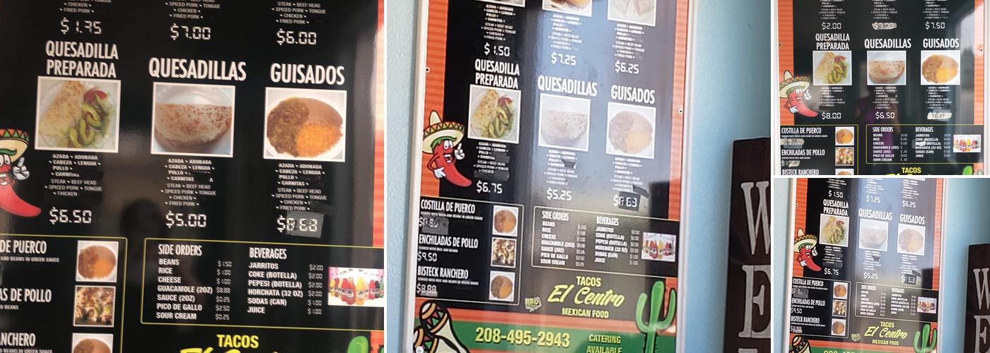 Tacos El Centro Menu