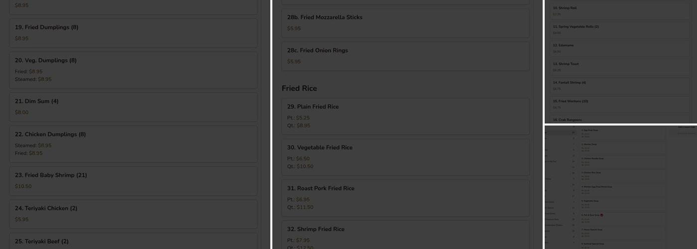 Kwong Fa Restaurant Menu
