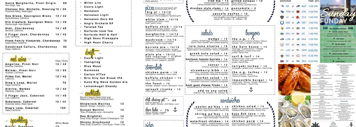 EvenTide Grille Menu