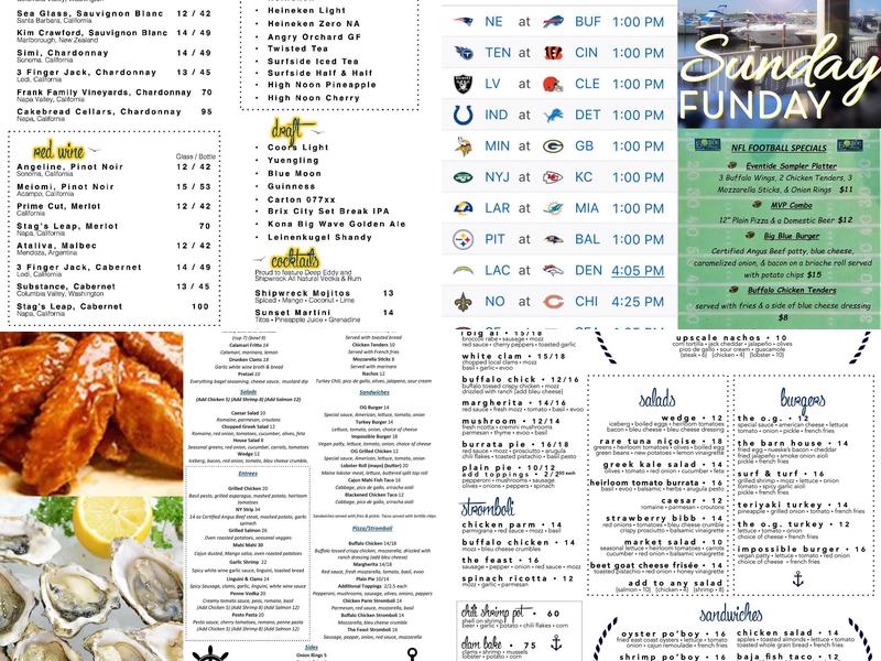 EvenTide Grille Menu