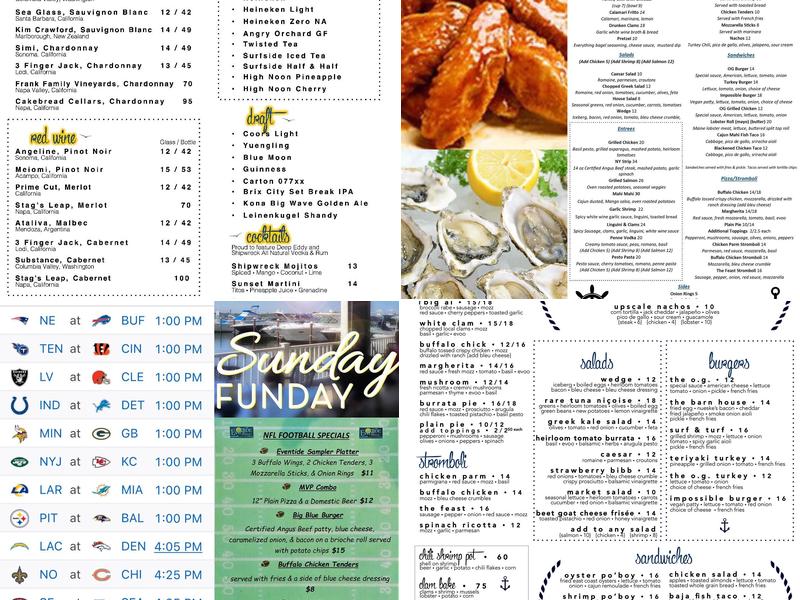 EvenTide Grille Menu