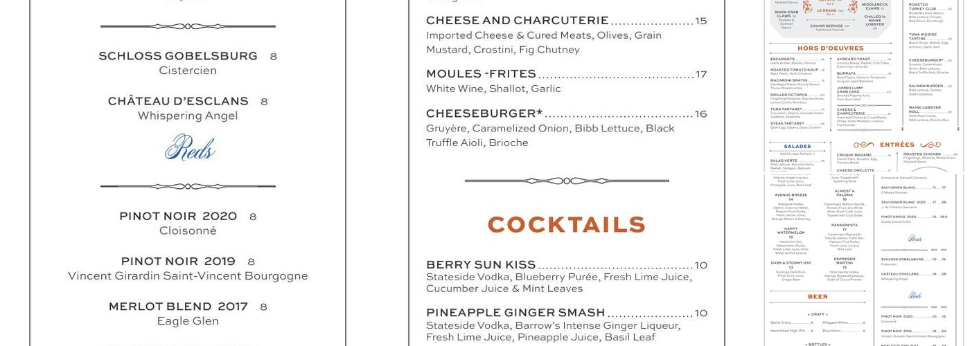 Avenue Long Branch Menu