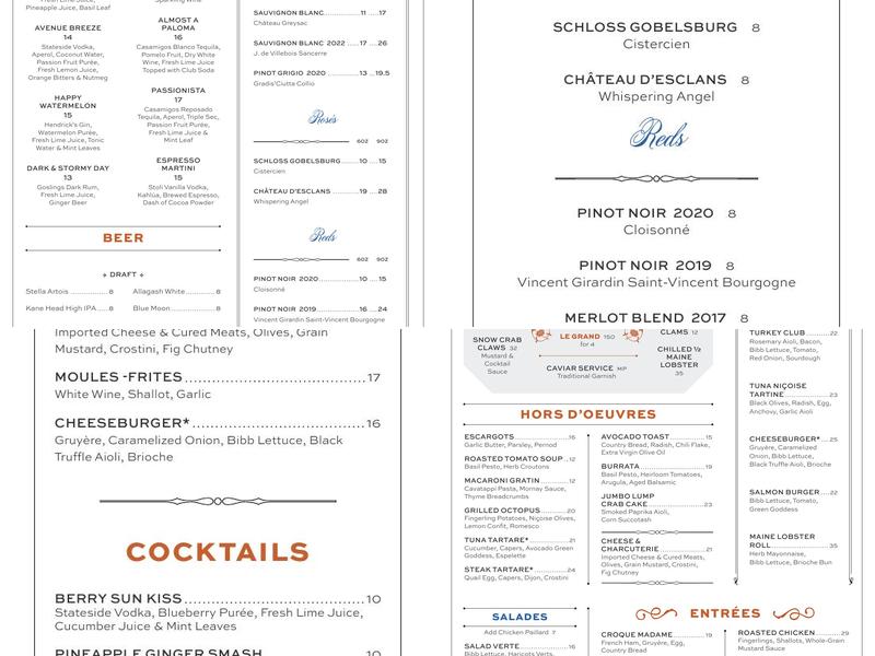 Avenue Long Branch Menu
