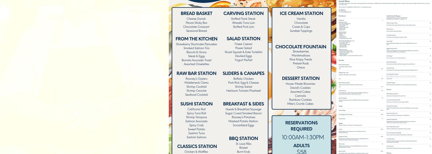 Rooney's Oceanfront Restaurant Menu