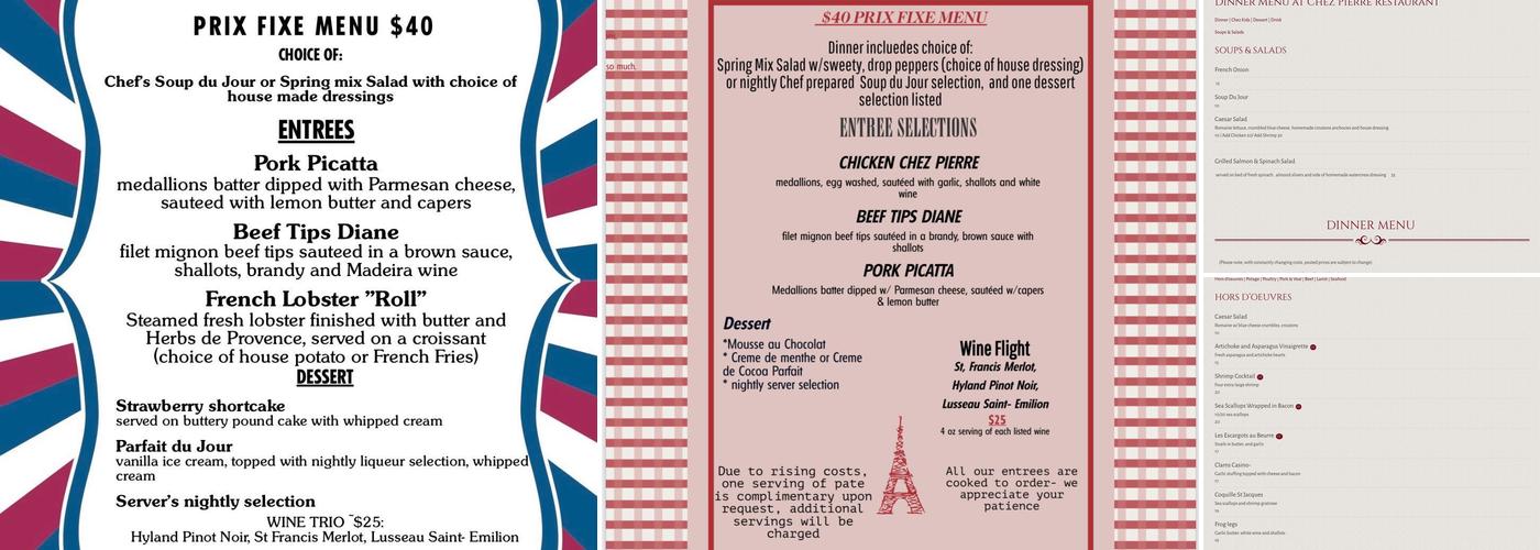 Chez Pierre Menu