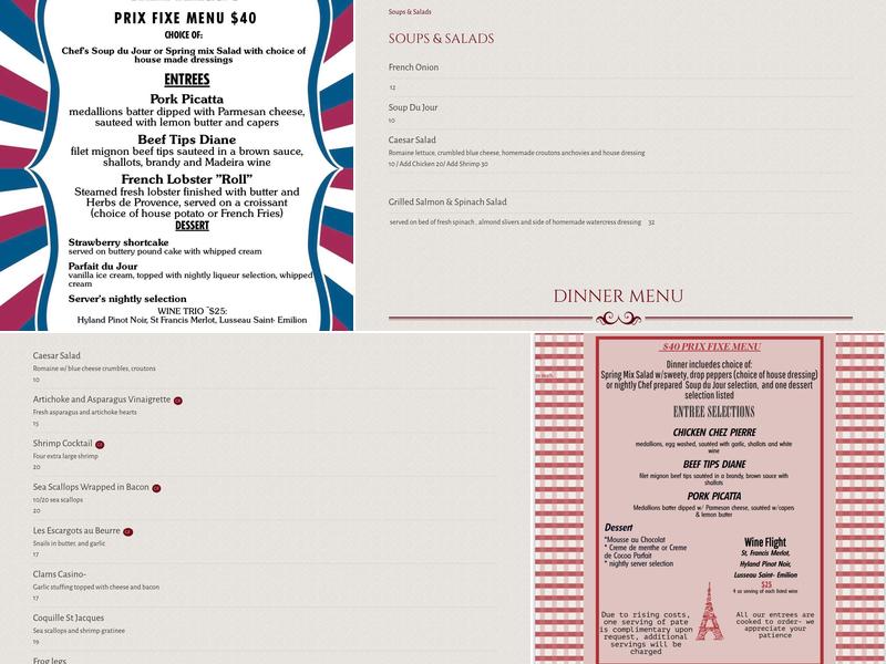 Chez Pierre Menu