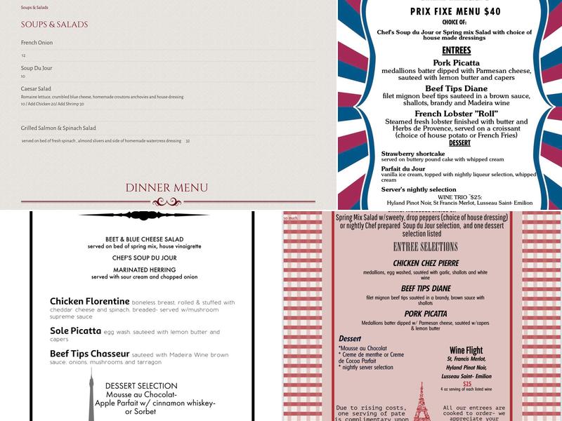 Chez Pierre Menu