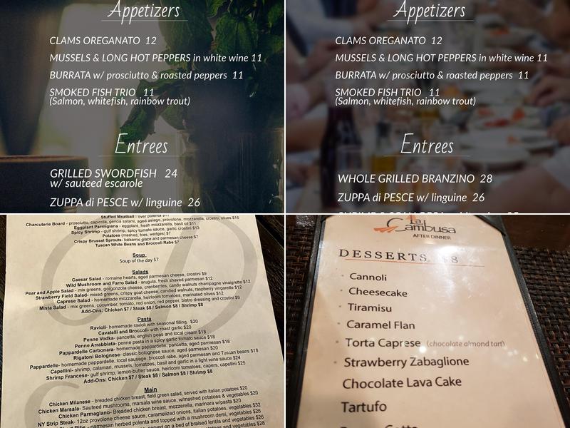 Pesaro Restaurant Menu