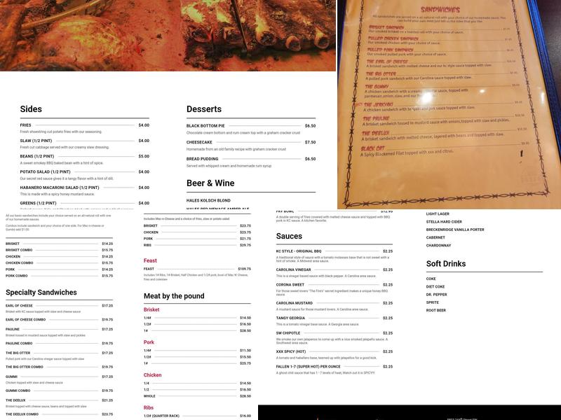 Gabriel's Fire Menu